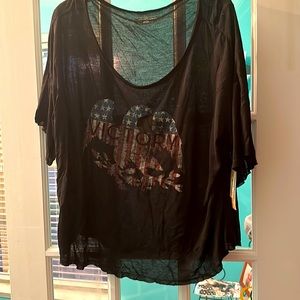Black sheer high cut tee